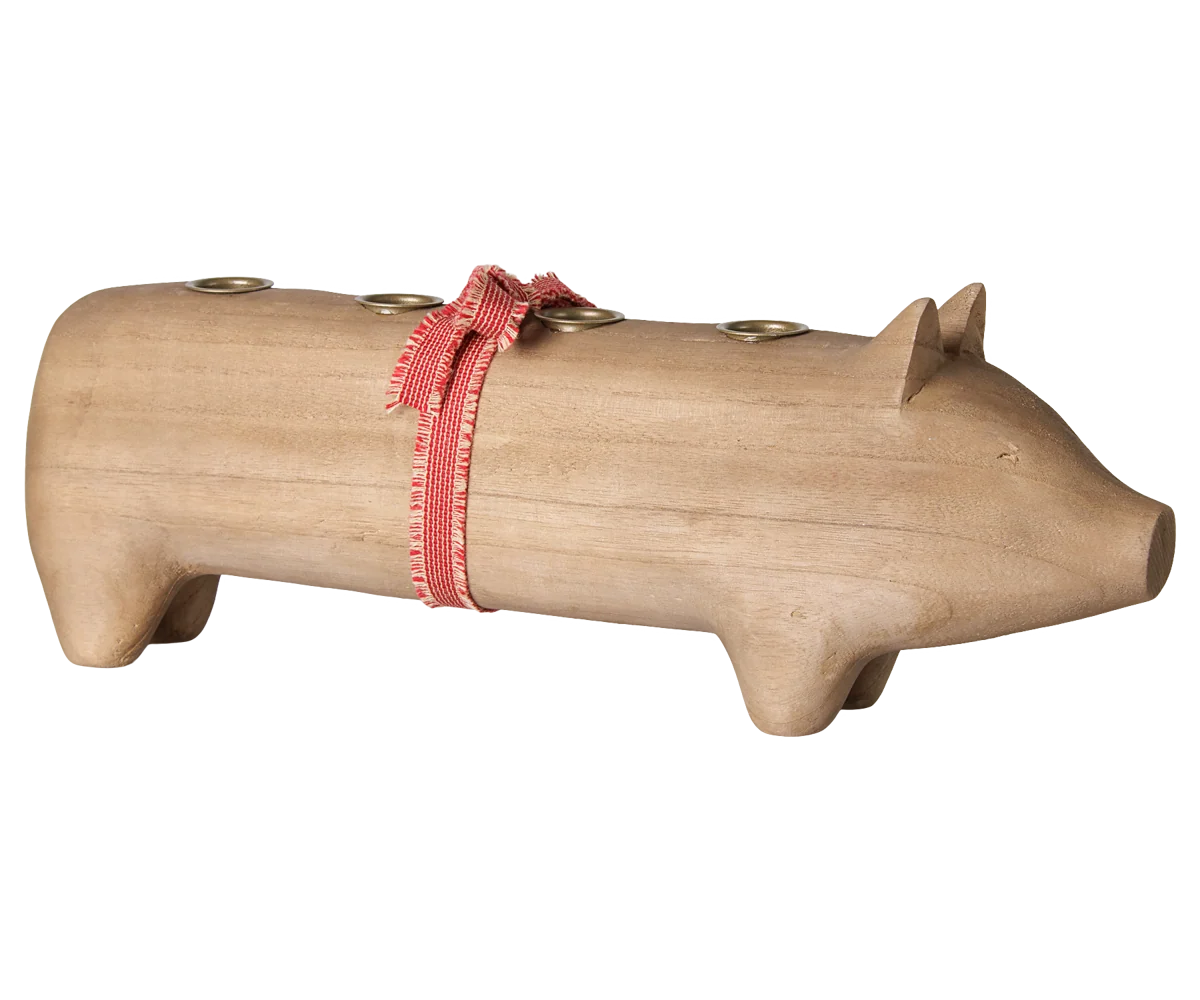 Maileg Adventskerzenhalter Schwein Groß – Natur