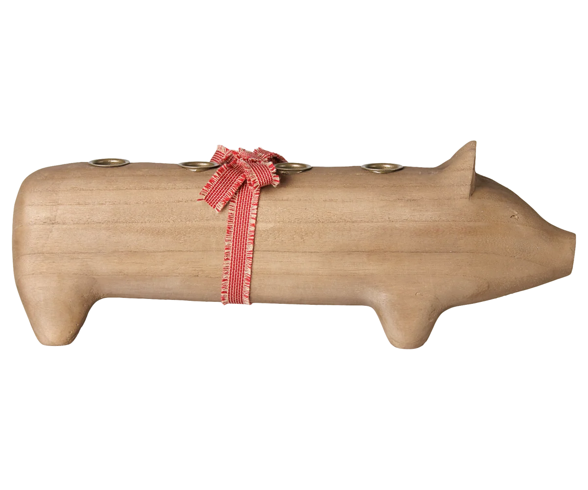 Maileg Adventskerzenhalter Schwein Groß – Natur