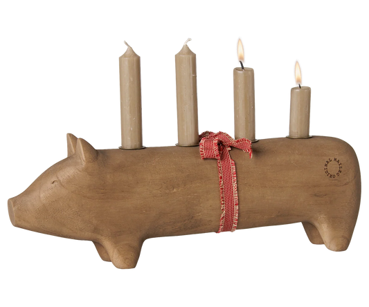 Maileg Adventskerzenhalter Schwein Groß – Natur