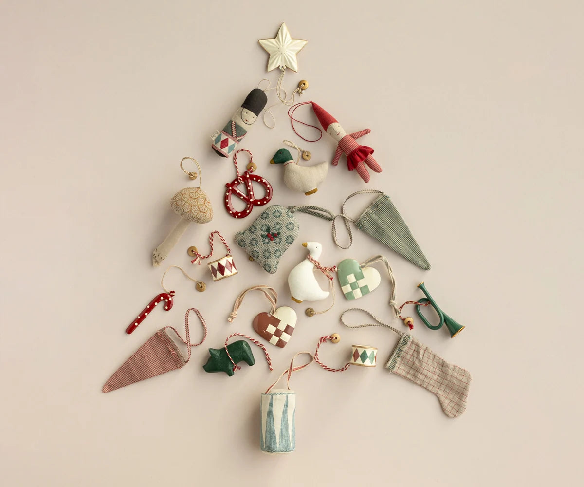 Maileg Weihnachtsornament Strumpf – Schachbrett Sand