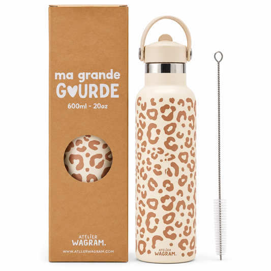 Edelstahl Trinkflasche – Leopard, 600 ml