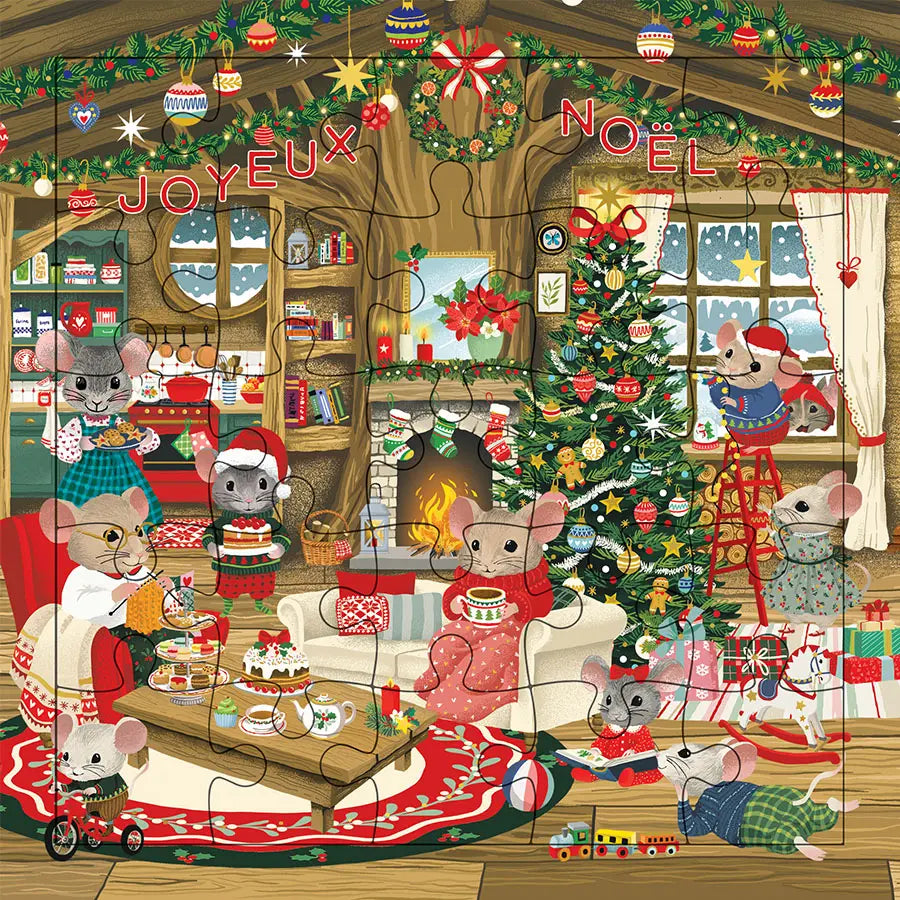 Cartes d’Art Puzzle-Grußkarte – Weihnachten in der Mäusewelt, 24 Teile