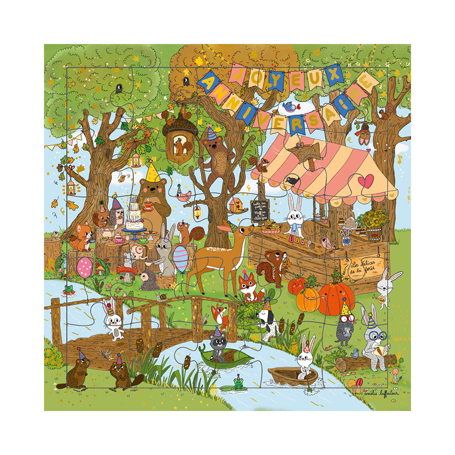Cartes d’Art Puzzle-Grußkarte – Tiere auf der Waldlichtung, 24 Teile