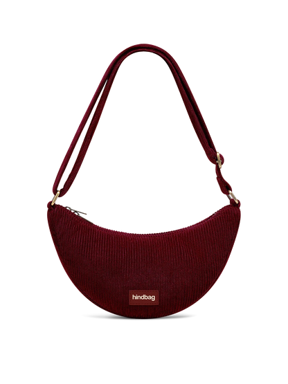 Hindbag Andrea Umhängetasche aus Cord – Bordeauxrot