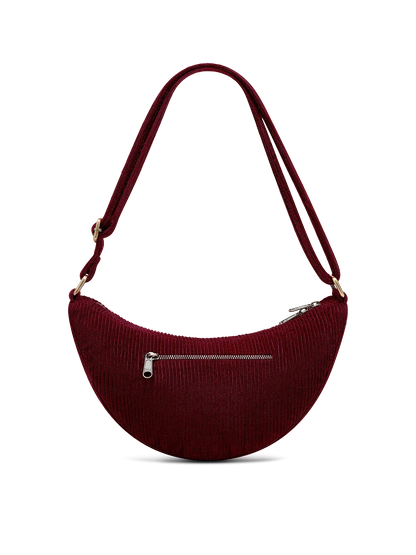 Hindbag Andrea Umhängetasche aus Cord – Bordeauxrot
