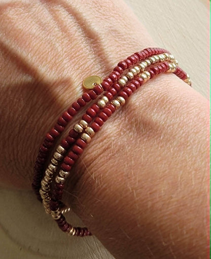 Miyuki Armband-Set: Rot/Braun
