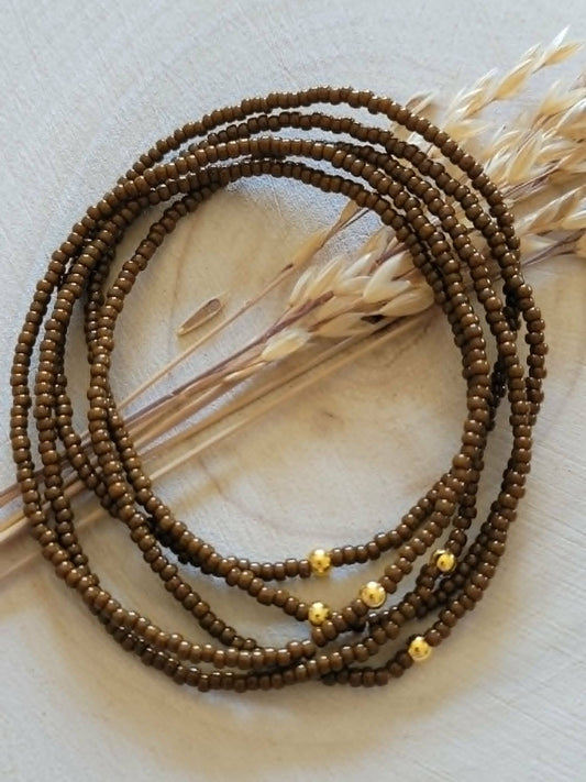 Miyuki Armband-Set: Cognac