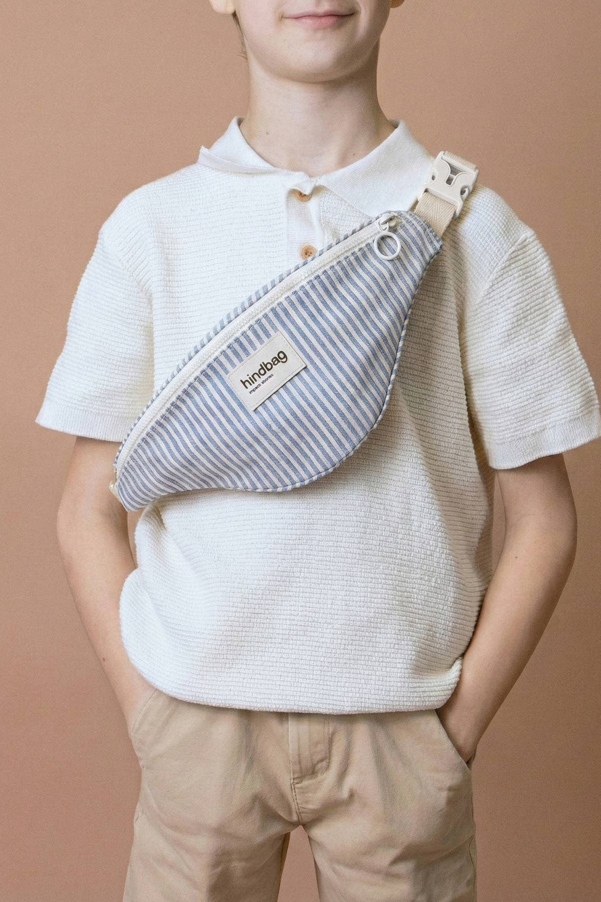 Hindbag Augustin Kinder-Gürteltasche – Blau gestreift