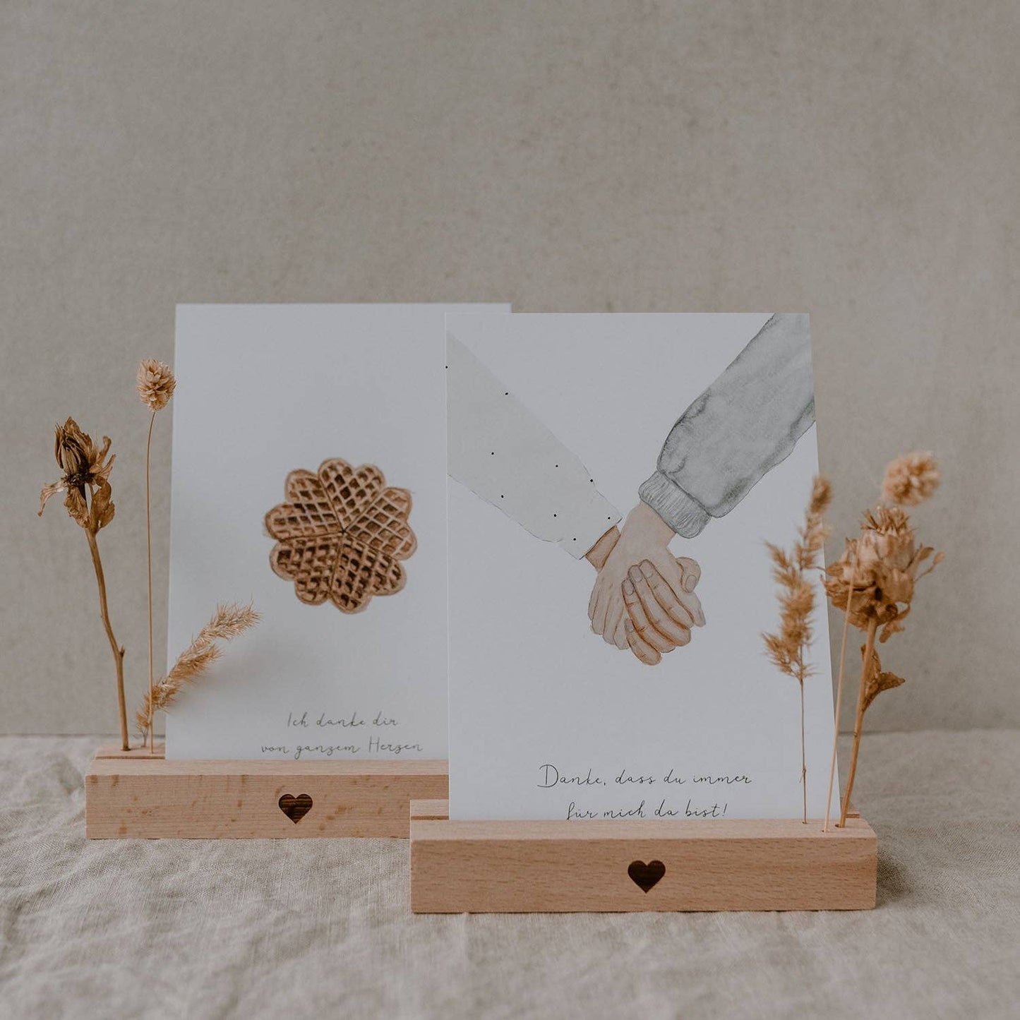 Eulenschnitt Karten- & Blumenhalter Herz – 2er Set