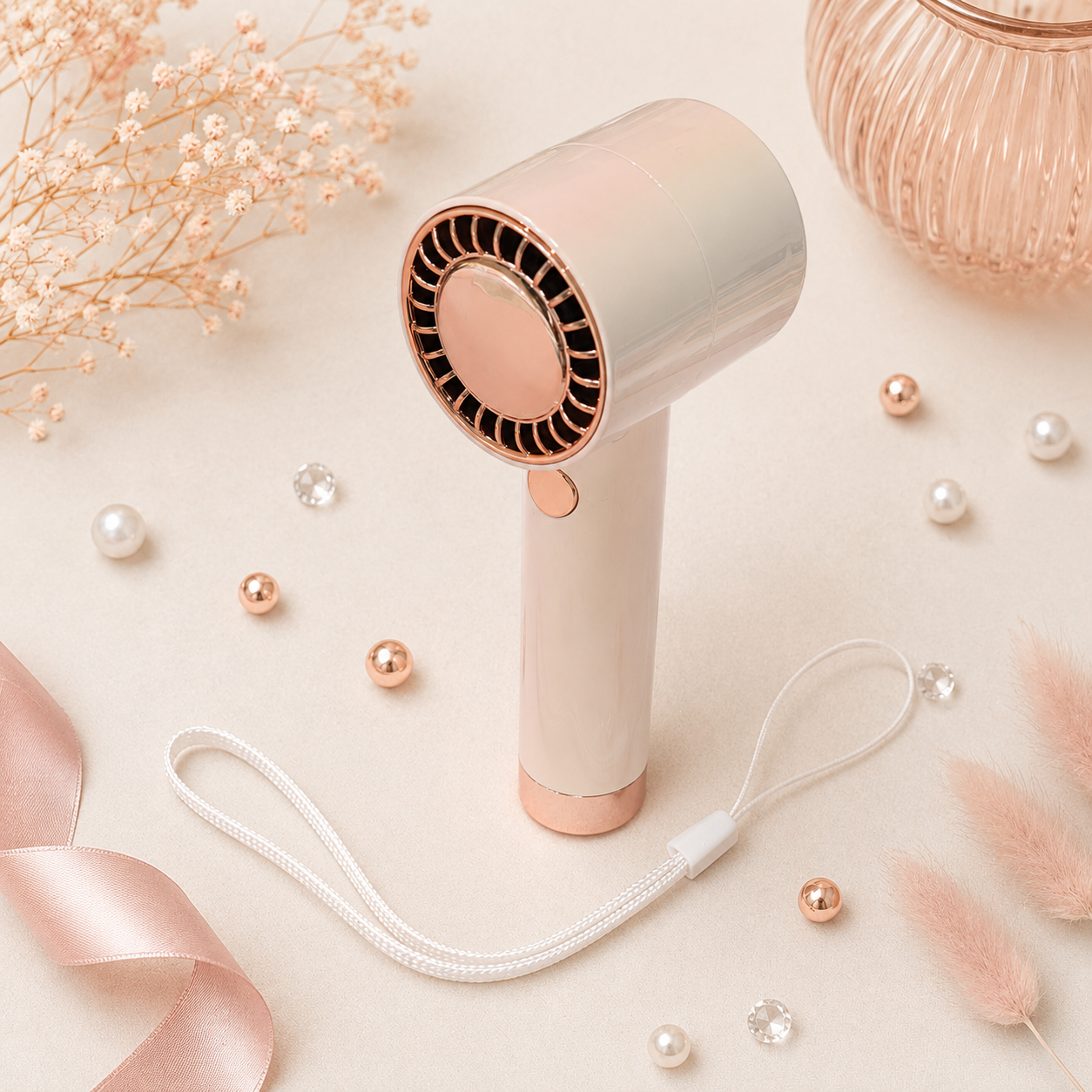 Handventilator mit LED Licht Rosa