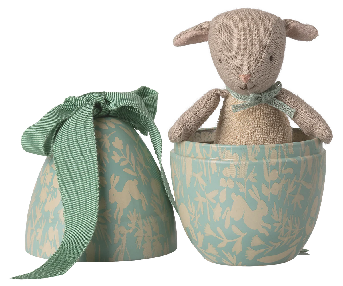 Maileg Oster-Ei mit Mikro-Lamm – Dusty Mint (klein)