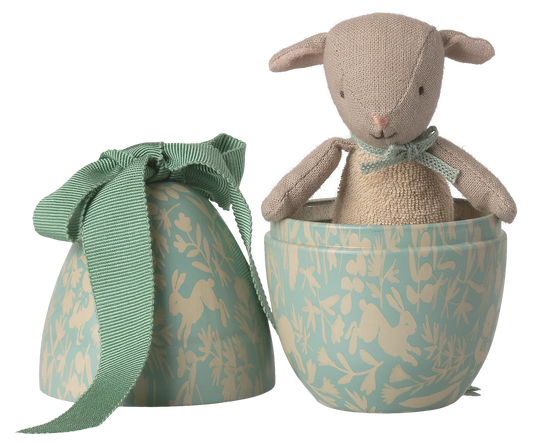Maileg Oster-Ei mit Mikro-Lamm – Dusty Mint (klein)