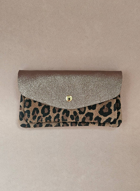 Leopard Lederetui mit Doppel-Fach – Mole / Leo