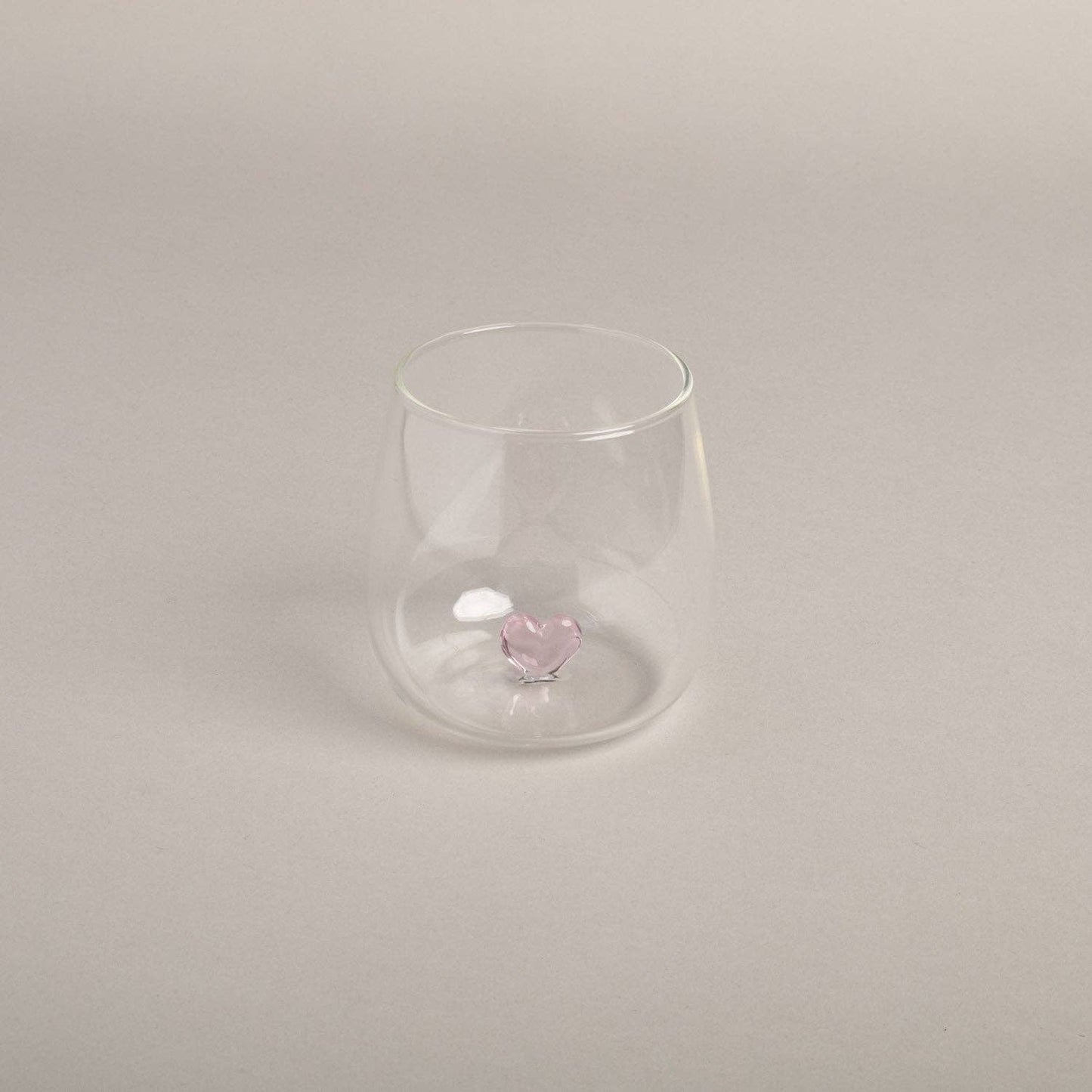 Trinkglas Herzfigur Rosa