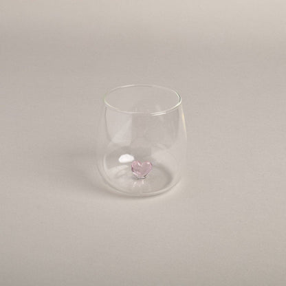 Trinkglas Herzfigur Rosa