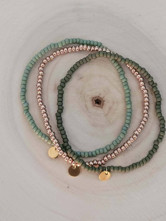 Miyuki Armband-Set: Grün/Gold