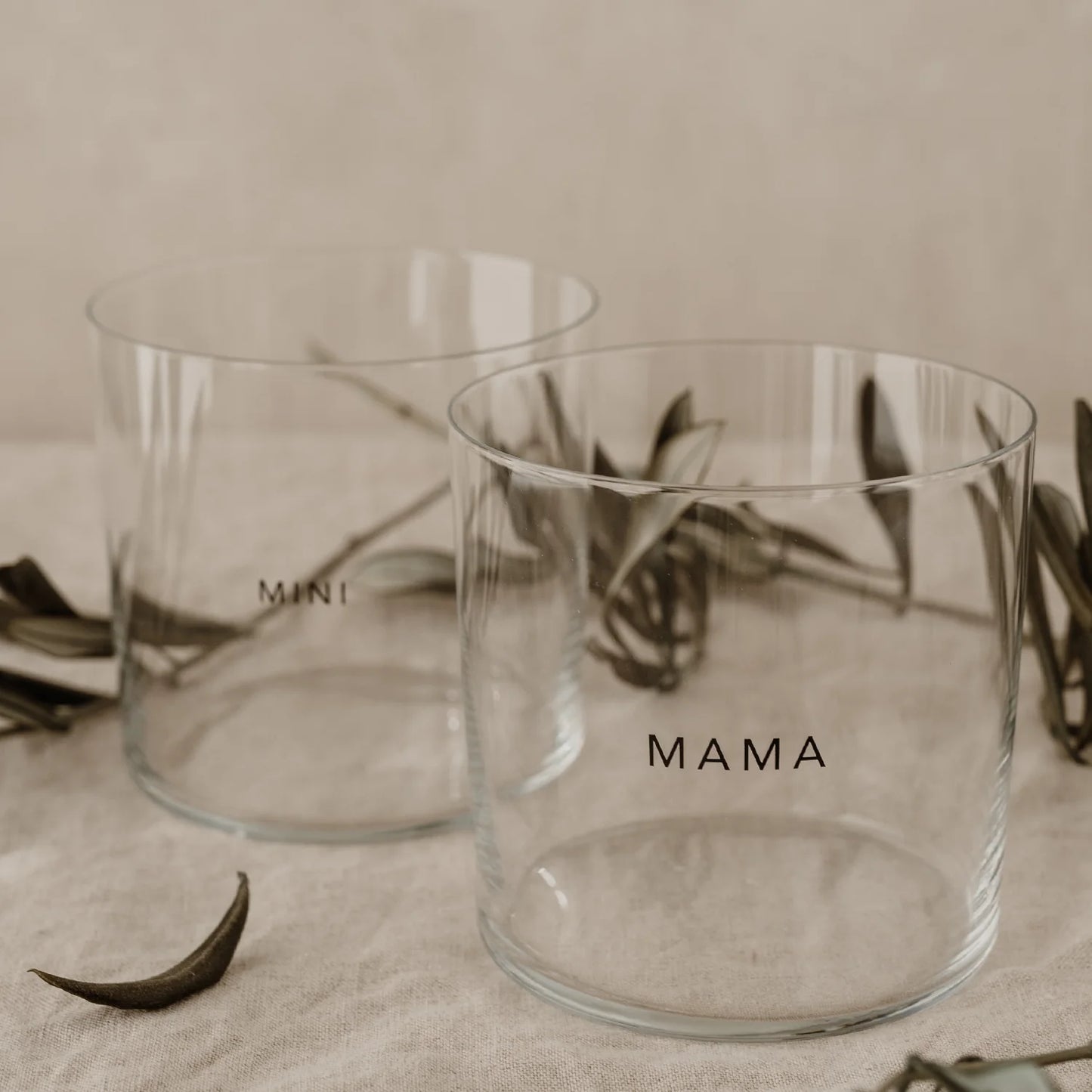 Eulenschnitt Trinkglas Mama & Mini – 2er Set