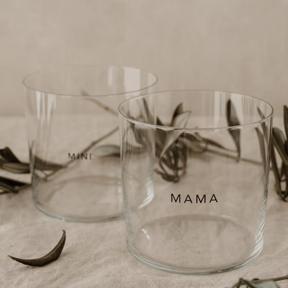Eulenschnitt Trinkglas Mama & Mini – 2er Set