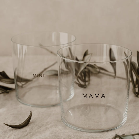 Eulenschnitt Trinkglas Mama & Mini – 2er Set