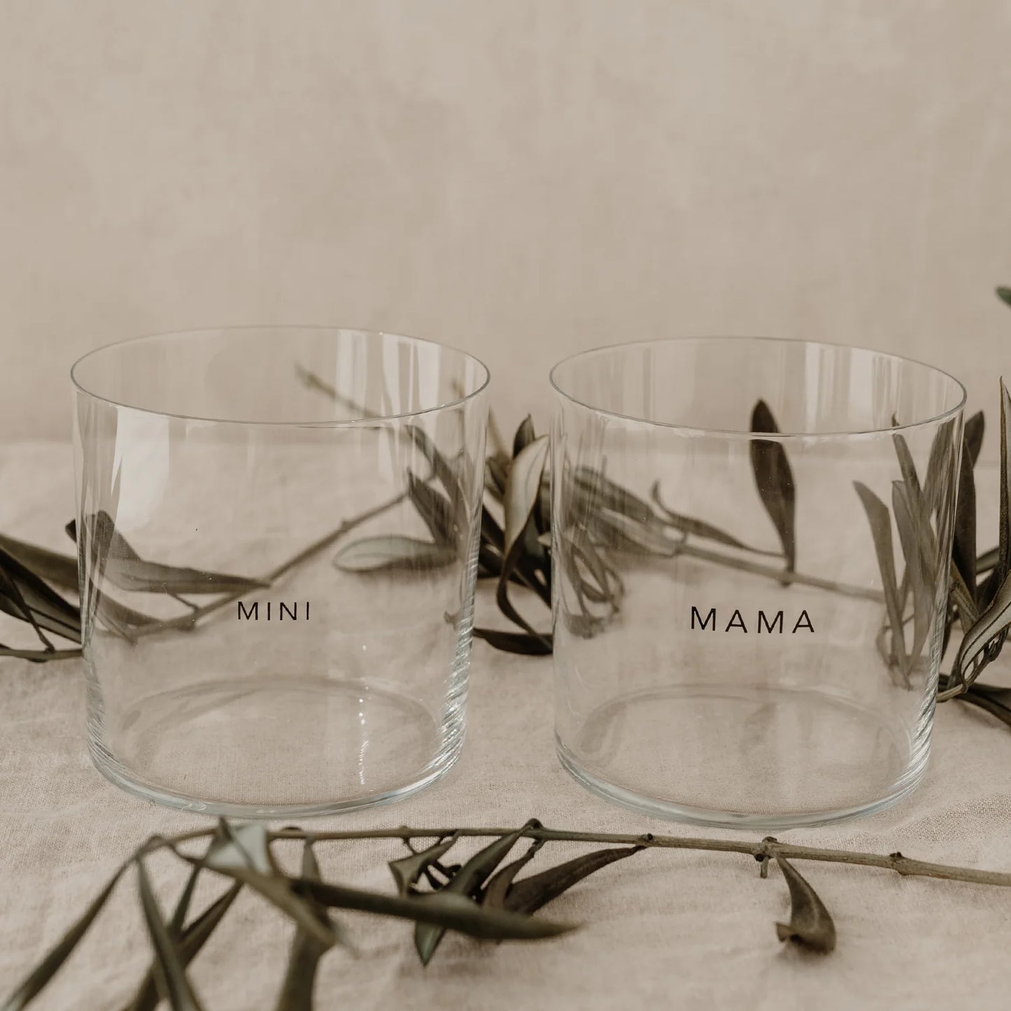 Eulenschnitt Trinkglas Mama & Mini – 2er Set