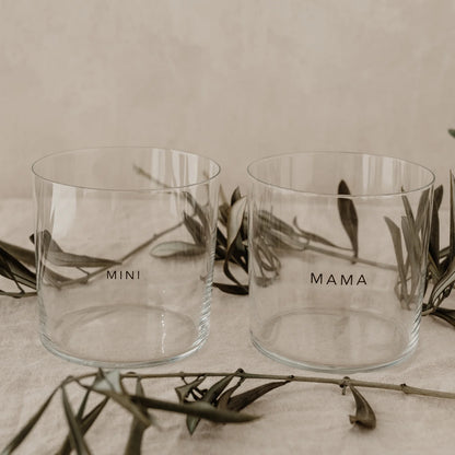 Eulenschnitt Trinkglas Mama & Mini – 2er Set