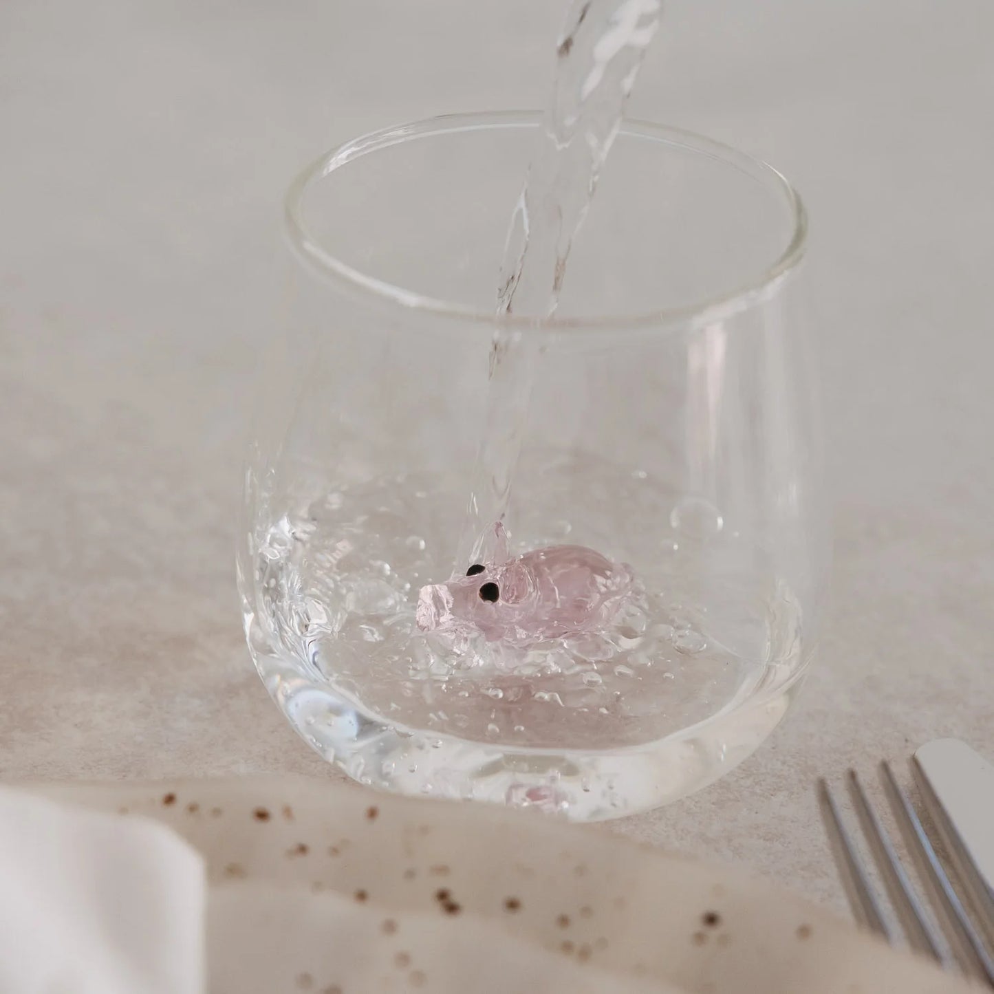 Eulenschnitt Trinkglas Schweinfigur
