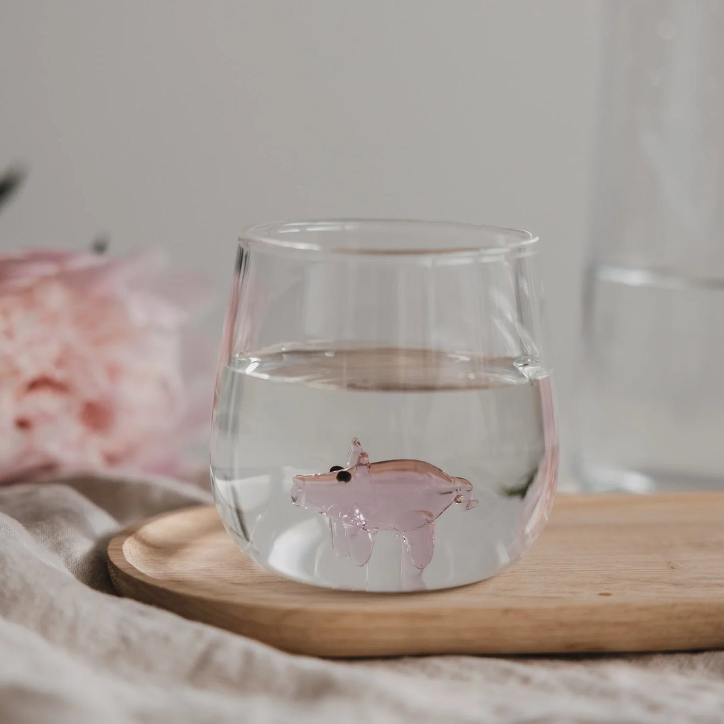 Eulenschnitt Trinkglas Schweinfigur