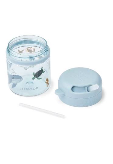 Liewood PAVIA Trinkbecher mit Strohhalm – Sea Creature / Sky Blue