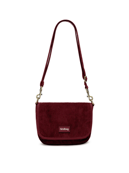Hindbag Margault Umhängetasche aus Cord – Bordeauxrot