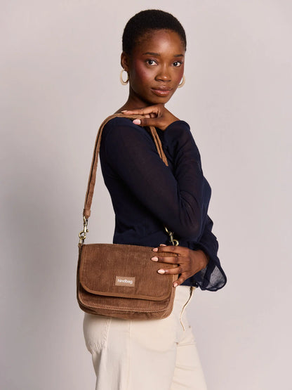 Hindbag Margault Umhängetasche aus Cord – Macchiato