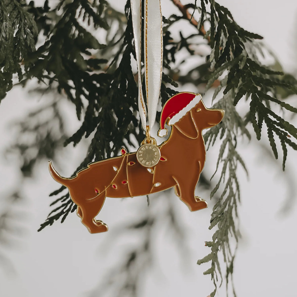 Eulenschnitt Baumschmuck Weihnachtsdackel – Weihnachtsanhänger aus Metall