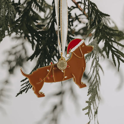 Eulenschnitt Baumschmuck Weihnachtsdackel – Weihnachtsanhänger aus Metall