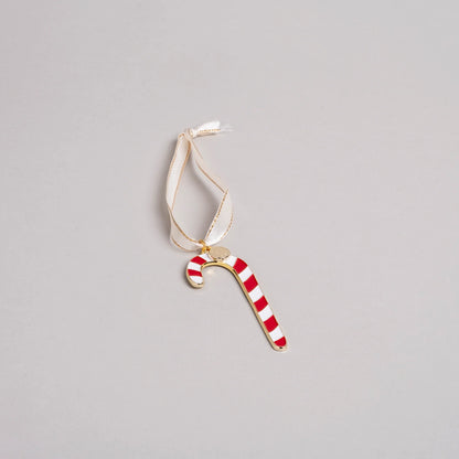 Eulenschnitt Baumschmuck Zuckerstange – Rot-weißer Weihnachtsanhänger aus Metall