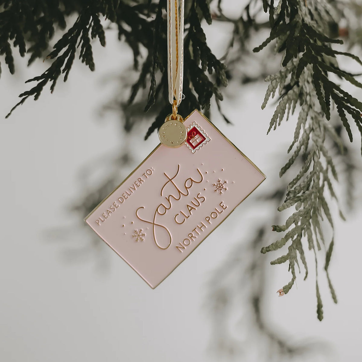 Eulenschnitt Baumschmuck Weihnachtsbrief – Rosa Brief an den Weihnachtsmann