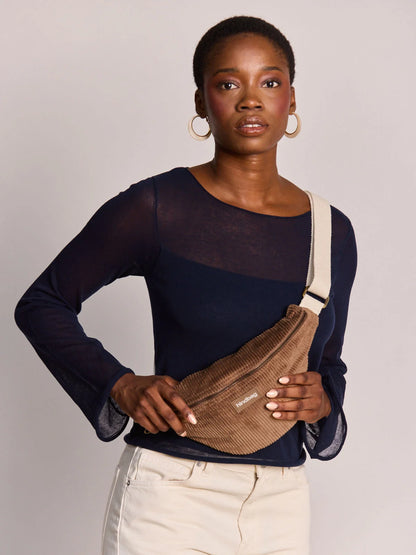 Hindbag Olivia Bauchtasche aus Cord – Macchiato