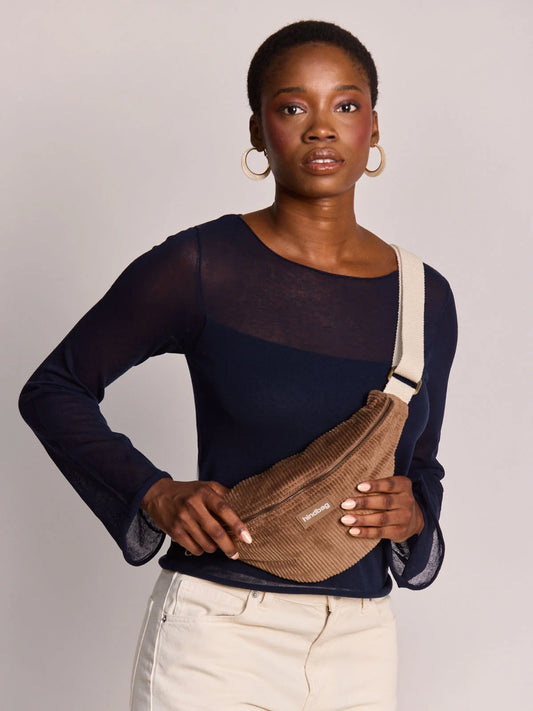 Hindbag Olivia Bauchtasche aus Cord – Macchiato