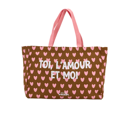 Atelier Wagram XL Shopper – Toi l’amour et moi Braun/Rosa