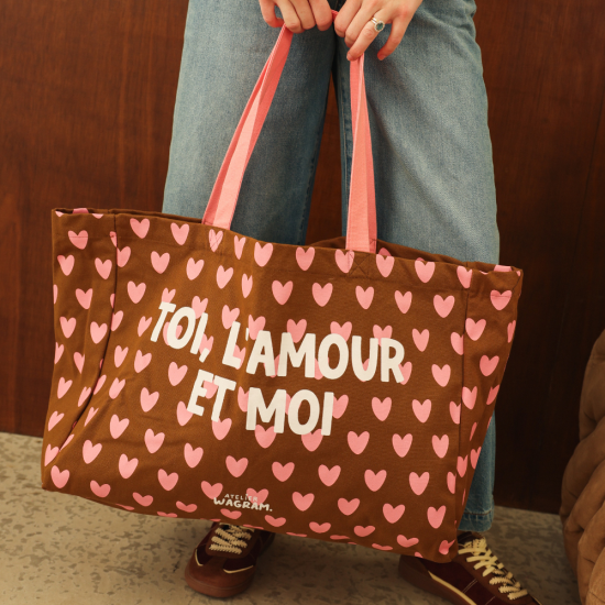Atelier Wagram XL Shopper – Toi l’amour et moi Braun/Rosa