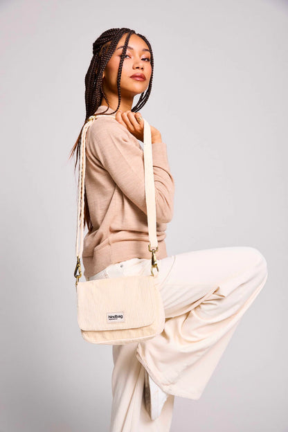 Hindbag Umhängetasche Margault Samt – Creme