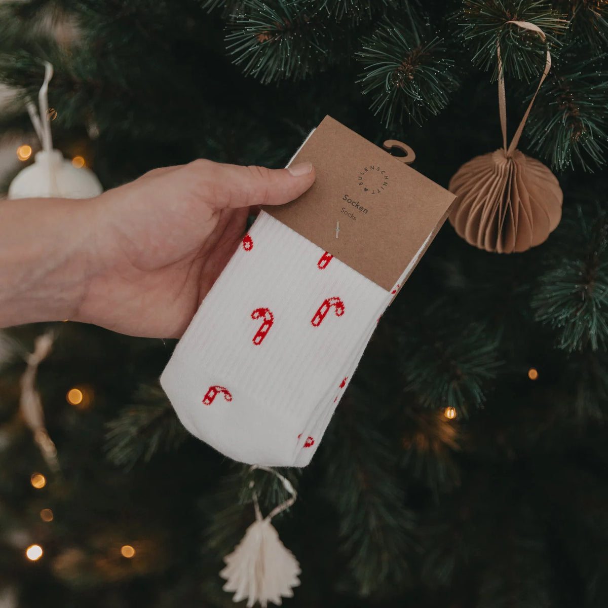 Eulenschnitt Weihnachtssocken Zuckerstange